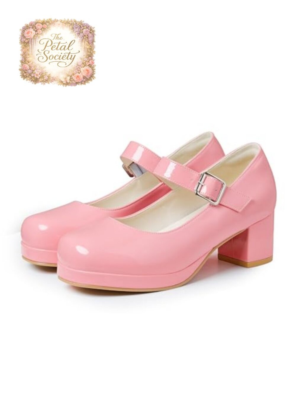 Women's Low Chunky Heel Mary Jane Pumps Ankle Buckle Strap Round Toe Dress Shoes